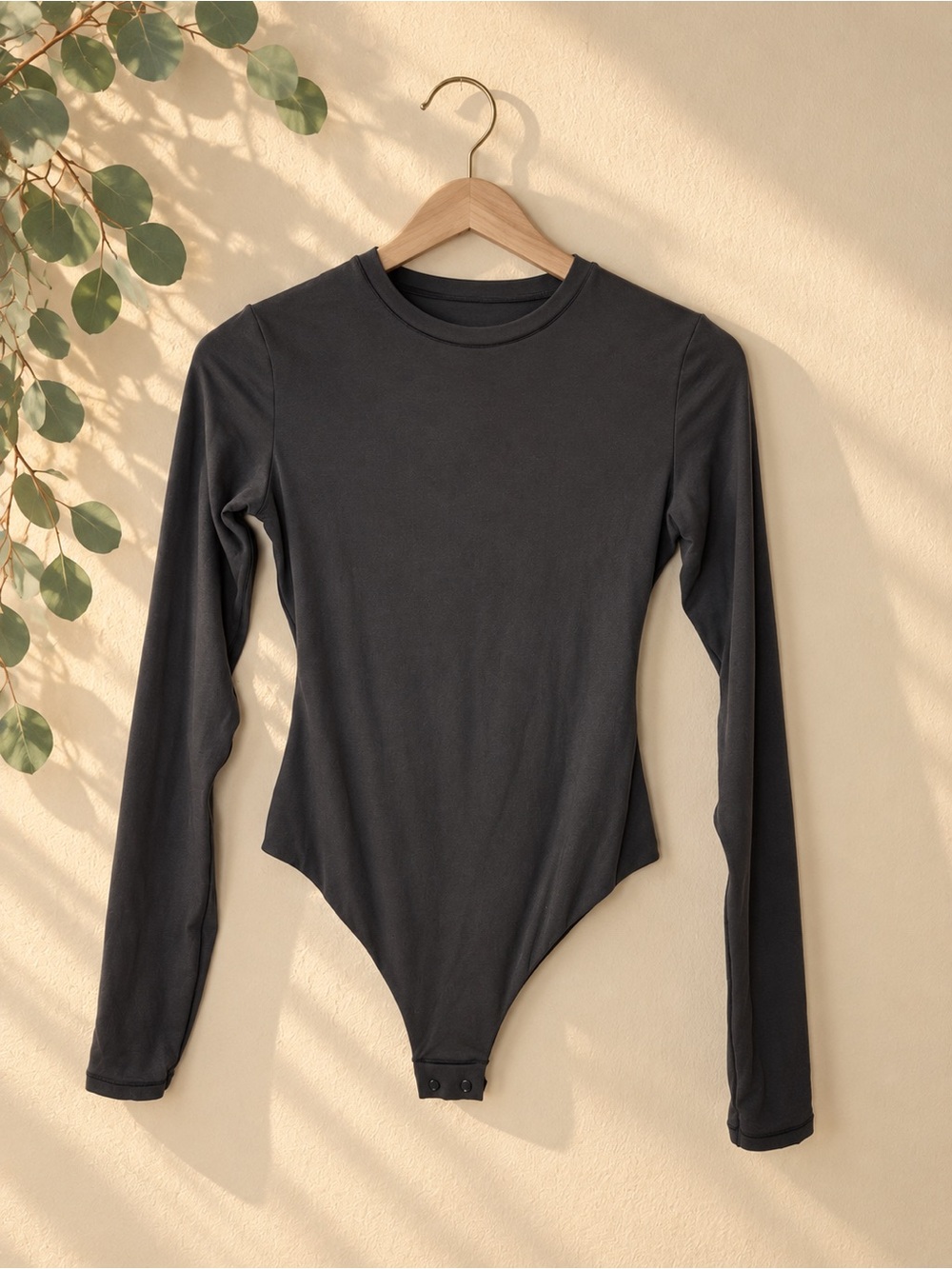 SKIMS Fits Everybody Black Long-Sleeve Bodysuit